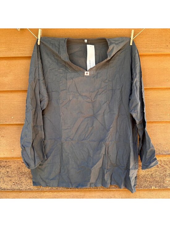 Love Quality Tops - Love Quality Womens XXXL Lightweight Cotton 3/4 Sleeve Blouse Dark Gray Made In